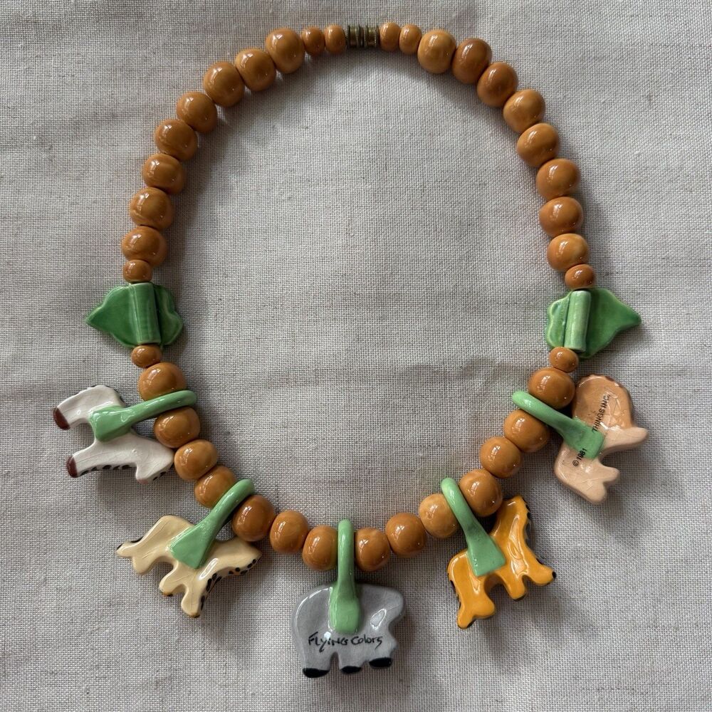 1981 FLYING COLORS Safari Animal Ceramic Necklace Jungle Maximalist Statement - Picture 4 of 14
